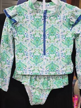 Tommy Bahama Green and Blue Rashguard Swim Top (3t) Bottom(2t)